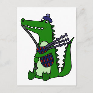 Funny Bagpipe Playing Alligator Postkarte