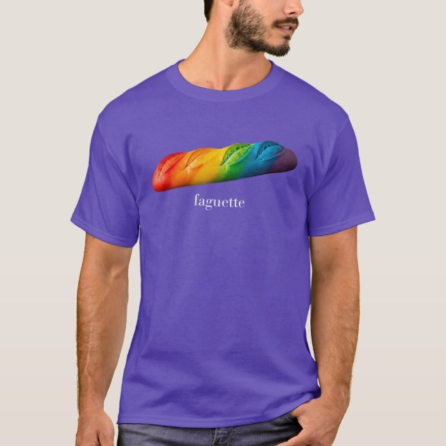 Funny Baguette Rainbow Faguette LGBTQ Pride Month  T-Shirt (Vorderseite)