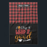 Funny Baker Pun Whip Es gutes Kariertes Muster Geschirrtuch<br><div class="desc">Das coole Küchenhandtuch macht das Kochen noch angenehmer. Personalisiertes Geschenk für Familie und Freunde,  die Liebe Kochen,  Backen und probieren neue Rezepte in der Küche. Passen Sie die Formulierung an Ihren Anlass an. Mit dem Design-Tool können Sie den Schriftart-,  Schriftart- und Schriftart-Typ weiter ändern.</div>