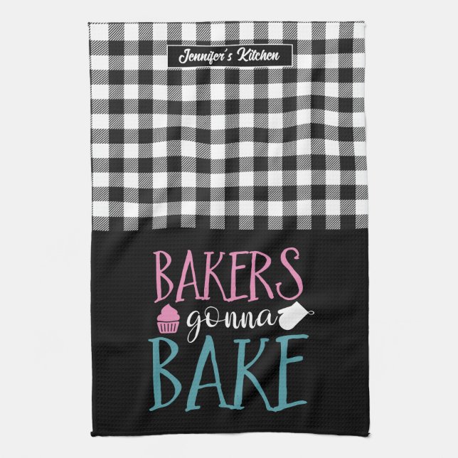 Funny Baking Baka Banca del Gottardo Schwarz-weiß  Geschirrtuch (Vertikal)