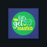 Funny Baking Let's Get Toasted Retro Bäckerei Kuns Leinwanddruck<br><div class="desc">Bunte Typografie mit Retro und lebhaften Farben. Die sonnigen Punts und Zitate über Essen,  Kochen,  Backen und Essen. Perfekte Dekoration für Ihre Küche,  Ihr Abendessen,  Café,  Bäckerei oder Restaurant. Die Hintergrundfarbe (Kreis und Quadrat) ist über das Design Tool anpassbar.</div>