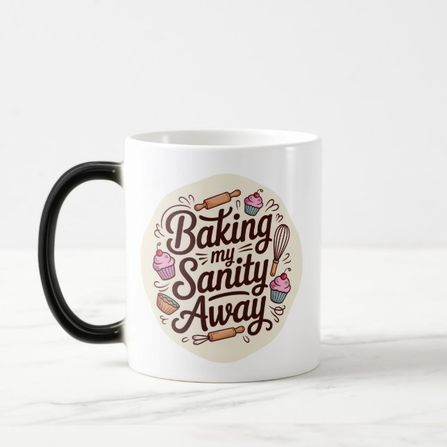 Funny Baking Quote Typography Design Verwandlungstasse (Links)