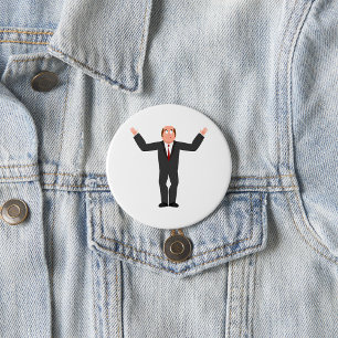 Funny Bald Businessman Shrugging Humore Button