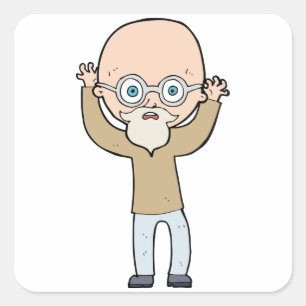 Funny Bald Man Quadratischer Aufkleber