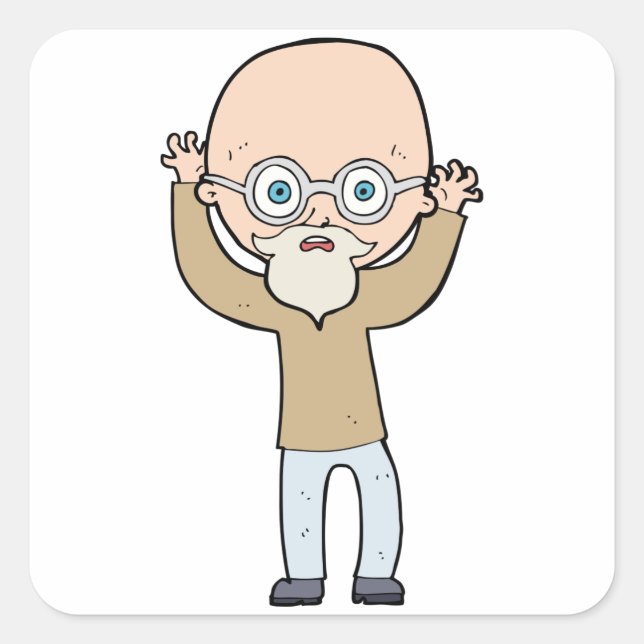 Funny Bald Man Quadratischer Aufkleber (Vorderseite)