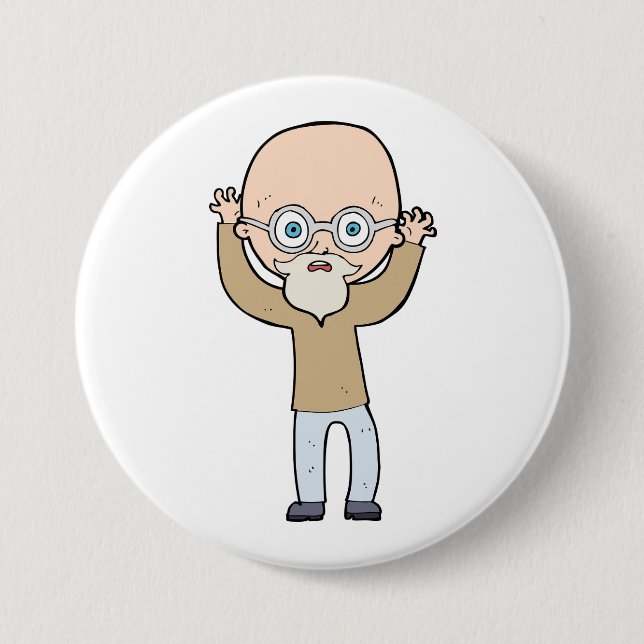 Funny Bald Quirky Old Man with Beard Button (Vorderseite)