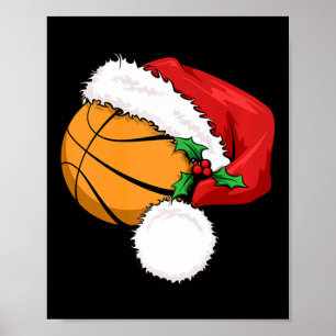 Funny Ball Basketball Weihnachtsmannmütze Frohe We Poster