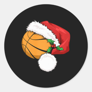 Funny Ball Basketball Weihnachtsmannmütze Frohe We Runder Aufkleber