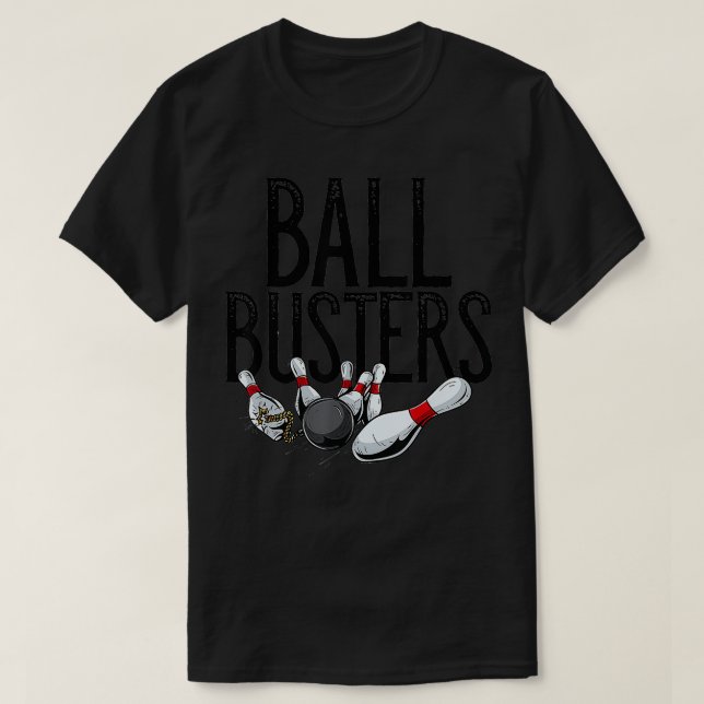 Funny Ball Busters Paare Match Bowling Player T-Shirt (Design vorne)