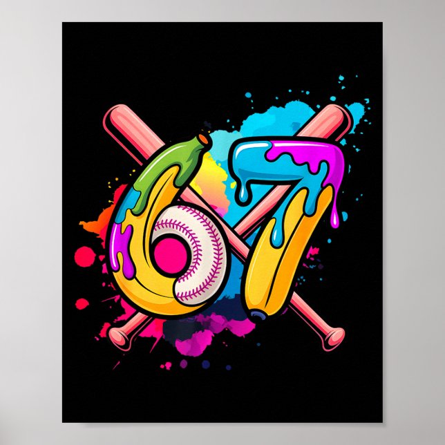 Funny Banana Baseball 67 Ice Cream Drip Meme  Poster (Vorne)