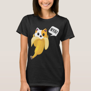 Funny Banana Cat Nya Niedlich Cat Kitten Banana Fr T-Shirt