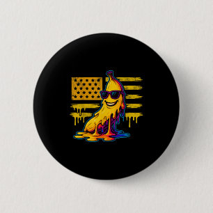 Funny Banana Driving Ice Banana Retro American Fl Button