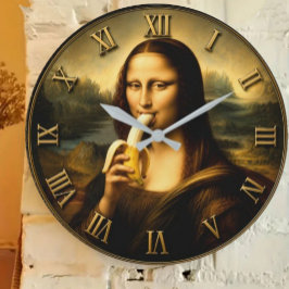 Funny Banana Mona Lisa  Große Wanduhr