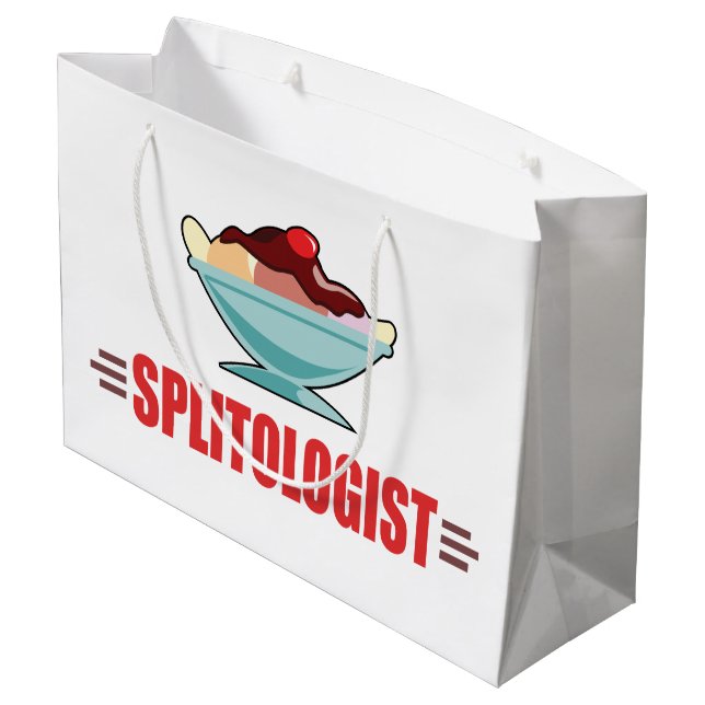 Funny Banana Split Große Geschenktüte (Rückseite Schrägansicht)