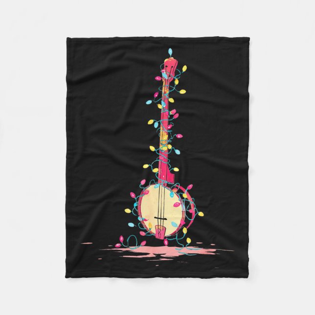 Funny Banjo Christmas Graphics Lights Lover Player Fleecedecke (Vorderseite)
