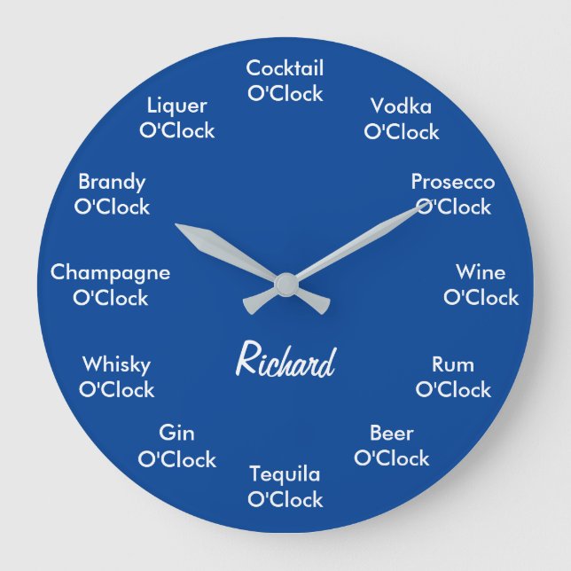 Funny Bar Alcohol Clock Personalized Clock Große Wanduhr (Vorderseite)