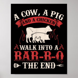 Funny Barbecue Kuh Schweinshähnchen Grafisches Fle Poster