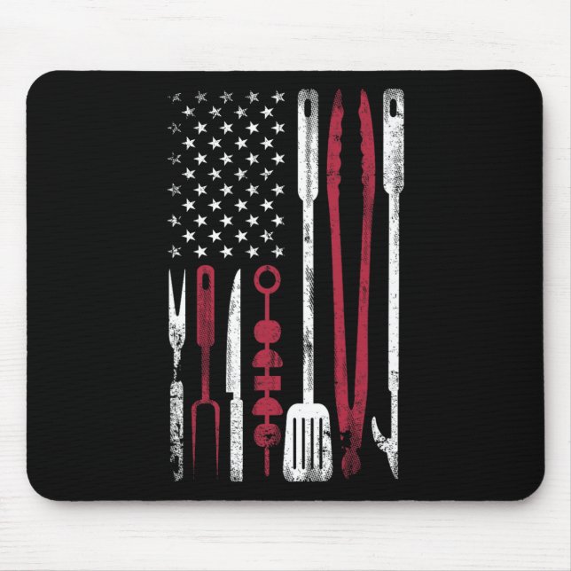 Funny Barbecue Smoke US Flag 4. Juli Grillen Tools Mousepad (Vorne)