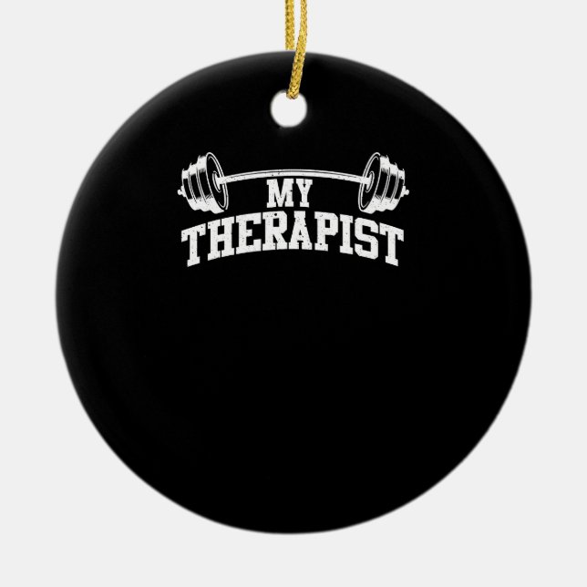 Funny Barbell Design für Männer Weibchengewichte Keramik Ornament (Vorne)