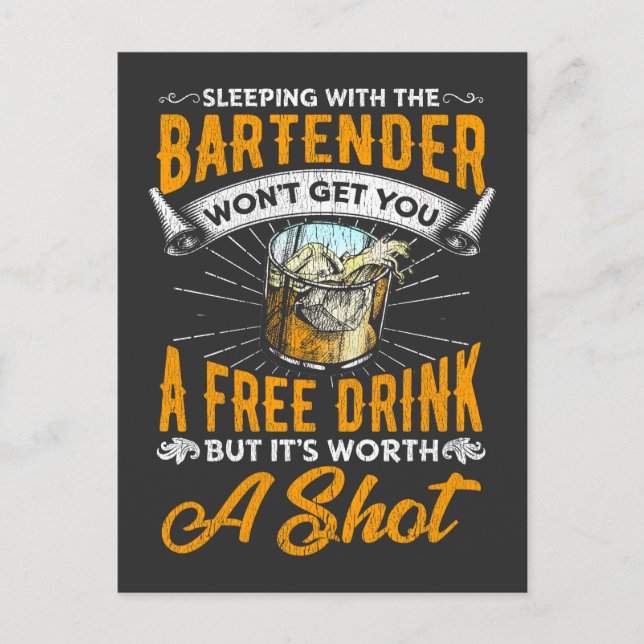 Funny Barkeeper Zitat Bar Alkoholischer Spaß Postkarte (Vorderseite)
