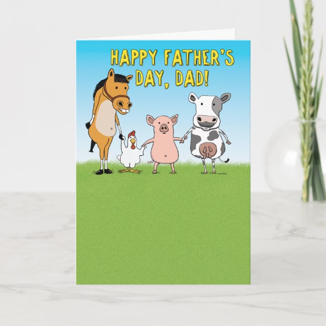 Funny Barn Animals Father's Day Karte (Vorderseite)