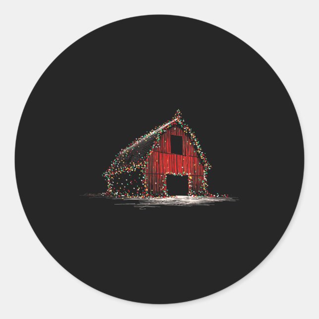 Funny Barn Christmas Graphics Lights Lover Farm Fa Runder Aufkleber (Vorderseite)