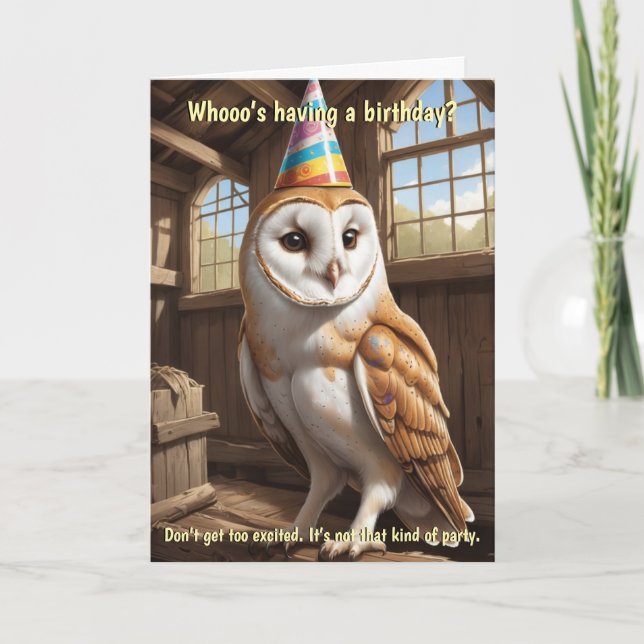 Funny Barn Owl Geburtstagwünsche für alle Altersgr Karte (Vorderseite)