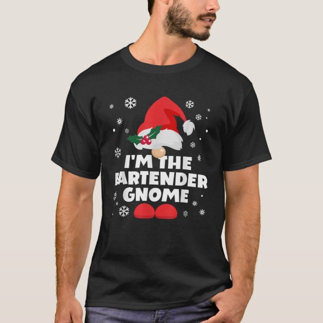 Funny Bartender Gnome Family Matching Group Happy  T-Shirt (Vorderseite)