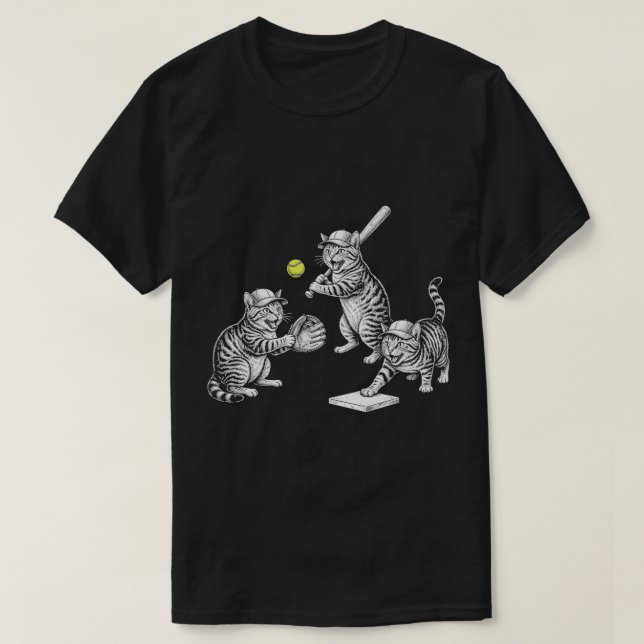 Funny Baseball Cats Meme Kittens Playing Baseball  T-Shirt (Design vorne)