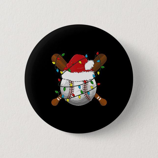 Funny Baseball Christmas Matching Family Pajamas X Button (Vorderseite)