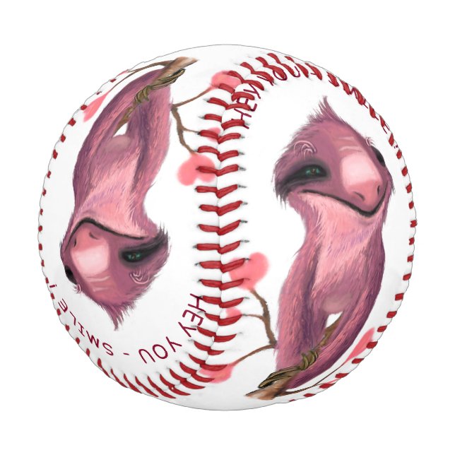 Funny Baseball mit Playful Sloth - Lächeln (Schrägansicht)
