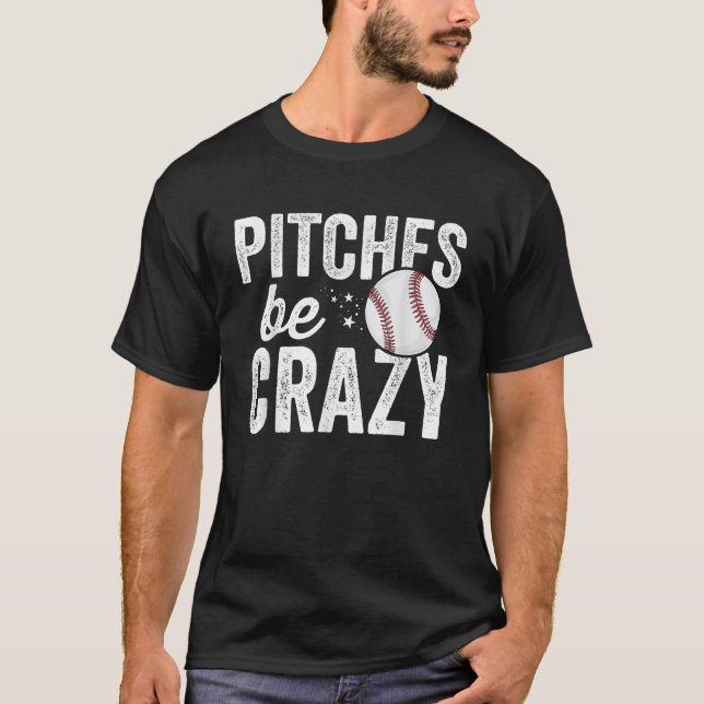 Funny Baseball Pitches Be Crazy Erwachsene Mama Mu T-Shirt (Vorderseite)