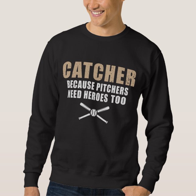 Funny Baseball Player Kids Softball Catcher Sweatshirt (Vorderseite)