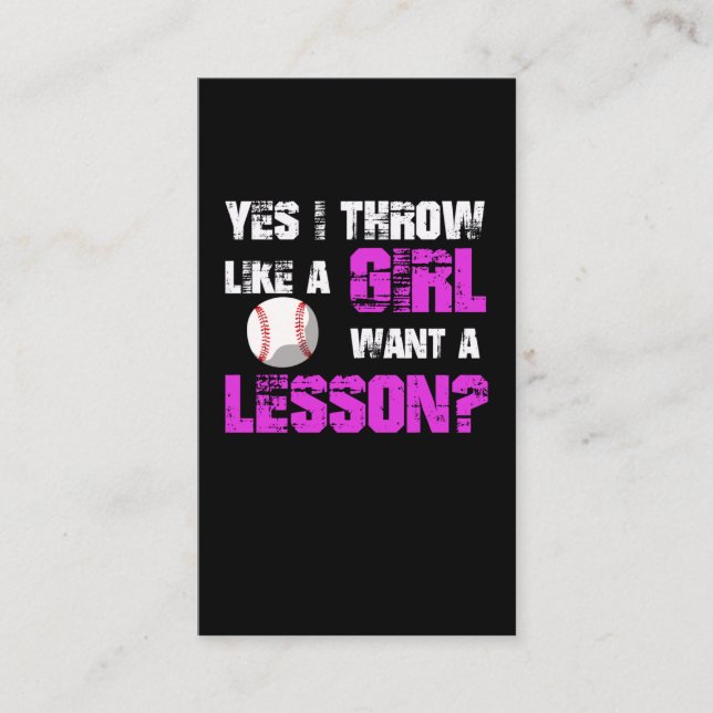 Funny Baseball Player Softball spielen Girl Pitche Visitenkarte (Vorderseite)