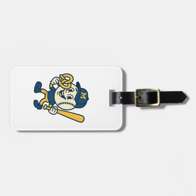 Funny Baseball Pretzel Mascot Cartoon Gepäckanhänger (Vorderseite horizontal)