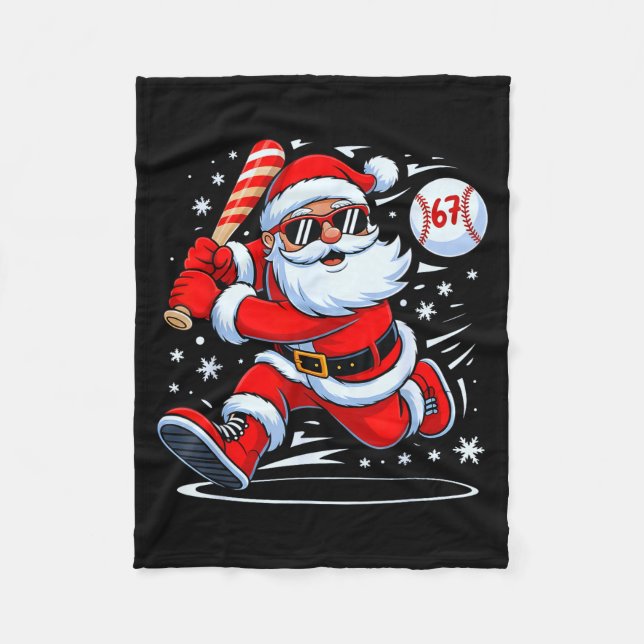 Funny Baseball Santa 67 Christmas Xmas Pajamas Boy Fleecedecke (Vorderseite)