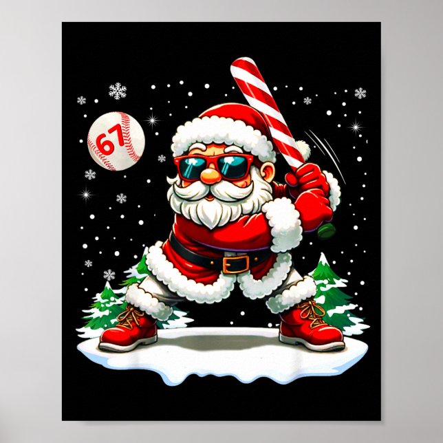 Funny Baseball Santa 67 Christmas Xmas Pajamas Boy Poster (Vorne)