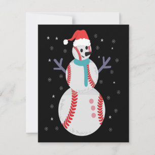Funny Baseball Snowman Weihnachtsgeschenk Mitteilungskarte