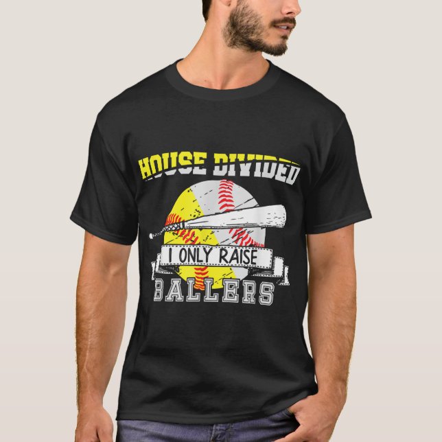 Funny Baseball Softball gespaltene House Ball Mama T-Shirt (Vorderseite)