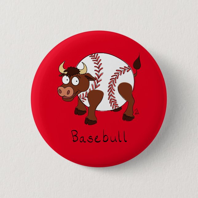 Funny Baseball sports Kids Cartoon Tier Button (Vorderseite)