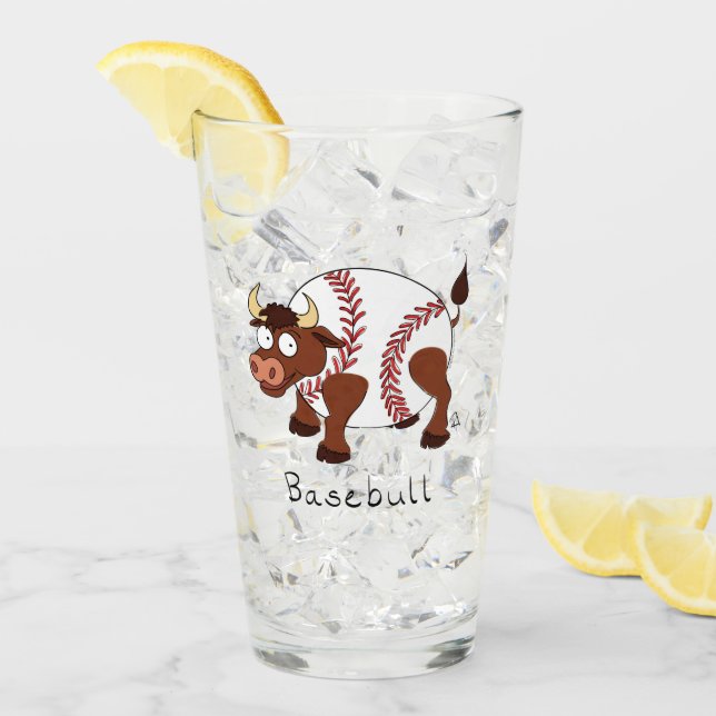 Funny Baseball sports Kids Cartoon Tier Glas (Vorderseite Ice)