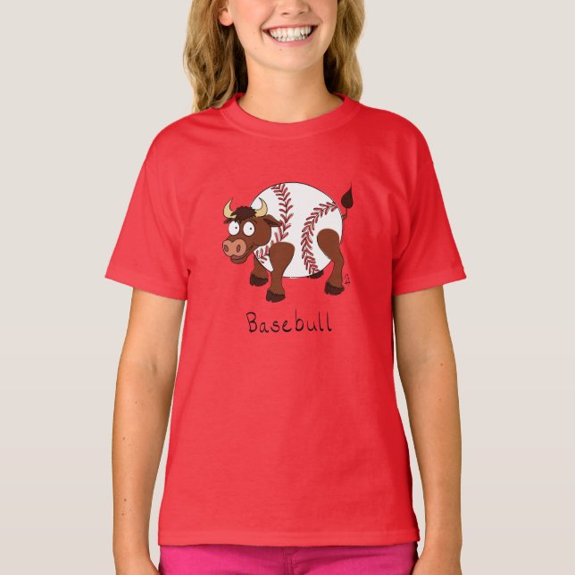 Funny Baseball sports Kids Cartoon Tier T-Shirt (Vorderseite)