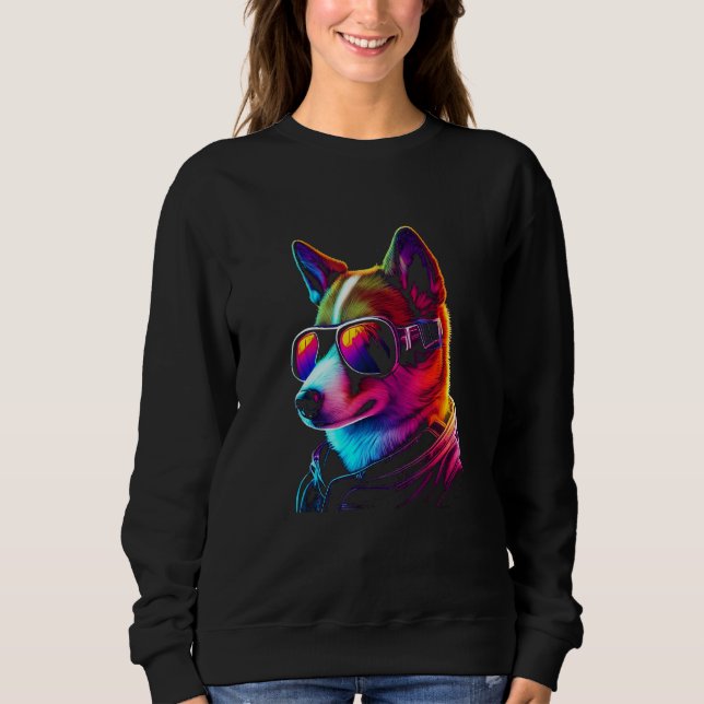 Funny BasenjiDog owner Vaporwave Notorious DJ Sweatshirt (Vorderseite)