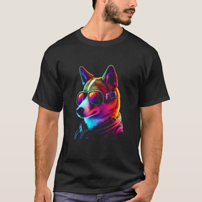 Funny BasenjiDog owner Vaporwave Notorious DJ T-Shirt (Vorderseite)