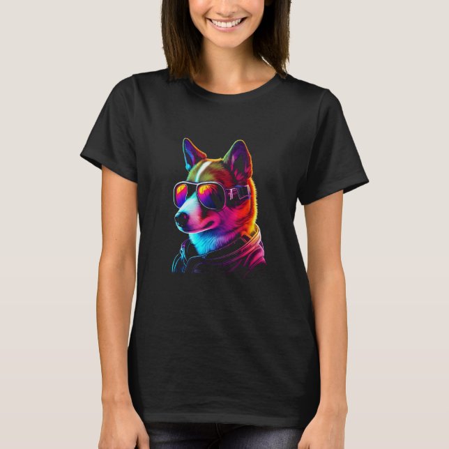 Funny BasenjiDog owner Vaporwave Notorious DJ T-Shirt (Vorderseite)