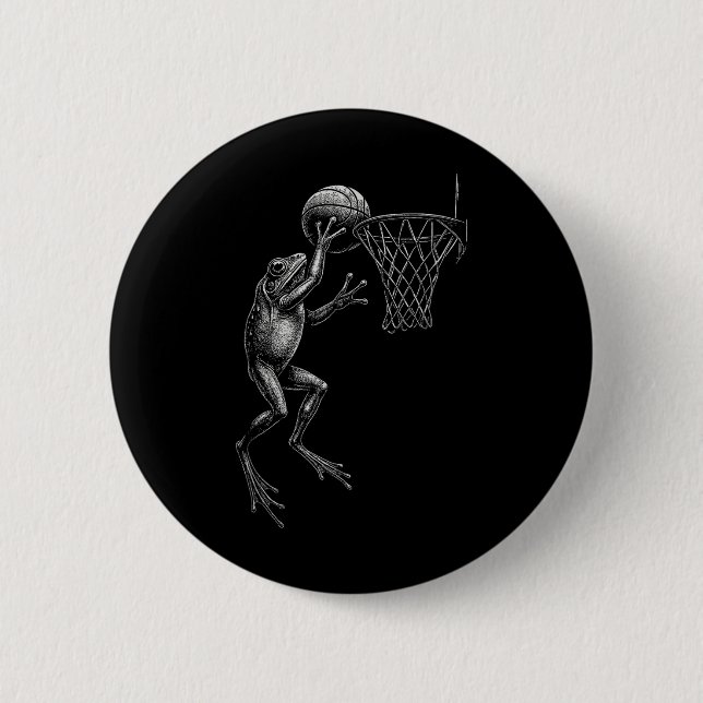 Funny Basketball Frosch Button (Vorderseite)