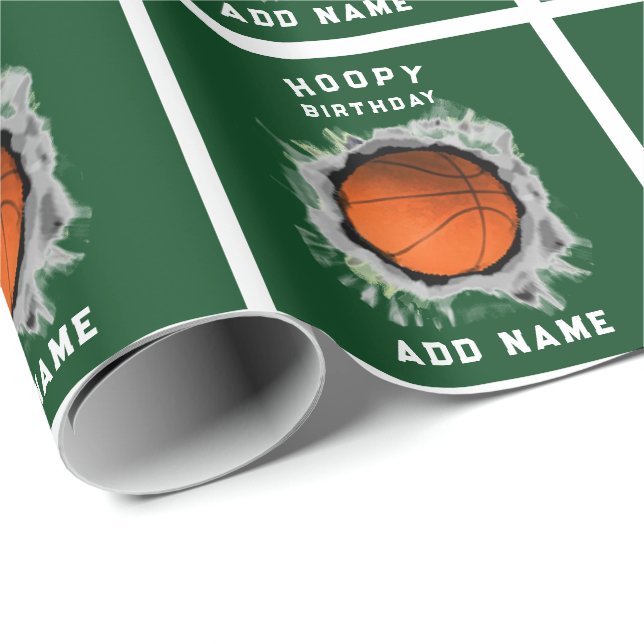 Funny Basketball Geburtstag Geschenkpapier (Rolleneckpunkt)