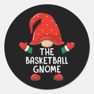 Funny Basketball Gnome Christmas Matching Familie Runder Aufkleber