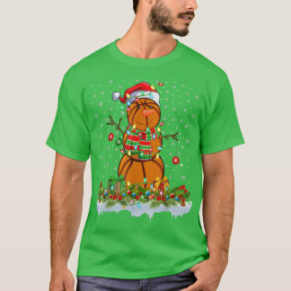 Funny Basketball Snowman Xmas Lights Basketball Ch T-Shirt