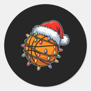 Funny Basketball Spieler WeihnachtsLICHT Santa Ha Runder Aufkleber